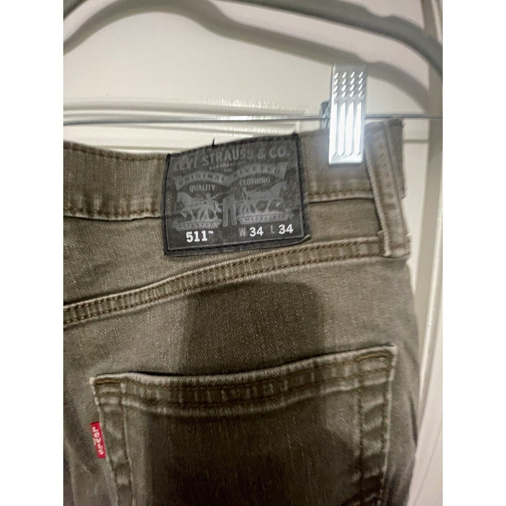 Levis Mens Gray Denim 511 Jeans Slim Fit Low Rise 34x34 Dark Wash